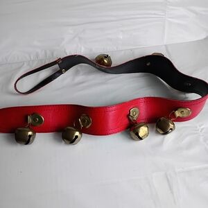 Red Leather Belt with Gold Bells